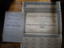 03 - MOULINS Des TRILLERS Pres De MONTLUCON - Lot 4 Titres + Statut De La Societe - Landbouw