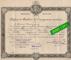 VP21.837 - PARIS 1945 - RF - Diplome De Bachelier De L'Enseignement Secondaire -  Mr J.L. LAVIGNE Né à CHELLES - Diploma & School Reports
