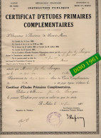 VP21.841 - PARIS X MELUN 1934 - RF - Certificat D'Etudes Primaires Complémentaires - Mr J.L. LAVIGNE Né à CHELLES - Diplômes & Bulletins Scolaires