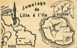 Superbe - Ile De LA REUNION -  Carte En Bois - Riunione