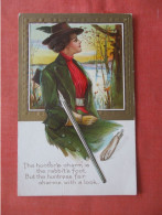 Embossed.  Female With Rifle.                Ref 5988 - Chasse