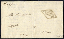 Cover 1814, Lettera In Franchigia Da Pordenone Con Timbro A Rombo Non Catalogato Per Aviano - Lombardije-Venetië