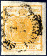 O 1850, 5 Cent. Arancio, Usato, Splendido, Firmato Colla, Sass. 1h / 300,- - Lombardije-Venetië