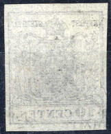 O 1850, 10 Cent. Nero, "decalco", Cert. Matl (Sass. 2f) - Lombardy-Venetia