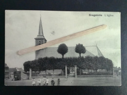 BRUGELETTE «  L’ÉGLISE 1918 » PANORAMA,ANIMÉE,GROUPE ENFANTS,ROULOTTE. - Brugelette