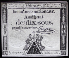 Francs - 10 Sous - 1792 - Série 941 - TTB+ - Assignate