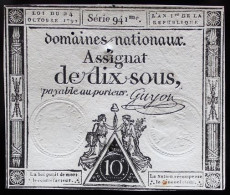 Francs - 10 Sous - 1792 - Série 708 - TTB+ - Assegnati