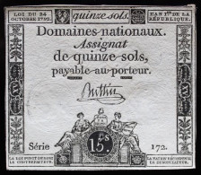 Francs - 15 Sols - 1792 - Série 172 - TTB+ - Assignats & Mandats Territoriaux