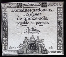 Francs - 15 Sols - 1792 - Série 251 - TTB+ - Assignats & Mandats Territoriaux