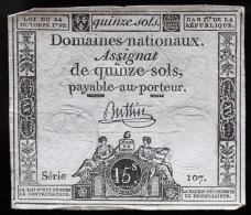 Francs - 15 Sols - 1792 - Série 107 - TTB+ - Assignate