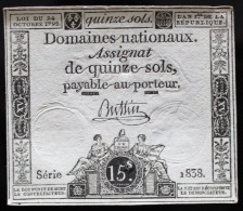 Francs - 15 Sols - 1792 - Série 1838 - TTB+ - Assignate