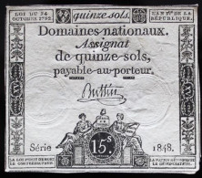 Francs - 15 Sols - 1792 - Série 1848 - TTB+ - Assegnati