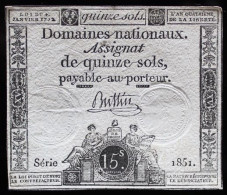 Francs - 15 Sols - 1792 - Série 1851 - TTB+ - Assegnati