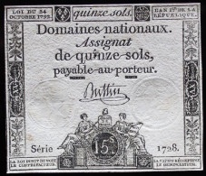 Francs - 15 Sols - 1792 - Série 1728 - TTB+ - Assignate