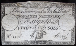 Francs - 25 Sols - 1792 - Série 1147 - TTB - Assignate