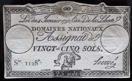 Francs - 25 Sols - 1792 - Série 1128 - TTB+ - Assignats