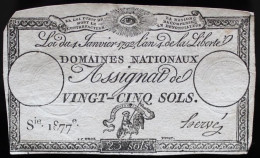 Francs - 25 Sols - 1792 - Série 1877 - TTB+ - Assignats
