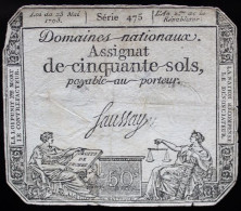 Francs - 50 Sols - 1792 - Série 475 - TB+ - Assignate