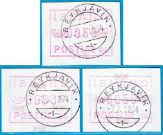 1993 Island Iceland ATM 2 / Machine # 04 Set 30/35/55 Ersttag 7.9.93 Frama Automatenmarken Etiquetas Automatici - Franking Labels