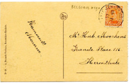 BELGIQUE - COB 135 SIMPLE CERCLE BILINGUE 19 * BELGIQUE * 19 SUR CARTE POSTALE DE ROULERS - Lettres & Documents