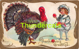 CPA EN RELIEF GAUFREE THANKSGIVING EMBOSSED CARD GIRL CHILD ( PLIS ! - CREASES !! ) - Giorno Del Ringraziamento