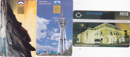 Malaysia 3 Phonecards Chip, L&G  - - - Tower, Mountain, Building - Malesia