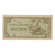 Billet, Birmanie, 1/2 Rupee, Undated (1942), KM:13b, TB - Myanmar