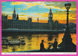 289897 / United Kingdom - London - Nacht Night Nuit Sunset River Thames , House Of Parliament Ship PC Great Britain - River Thames