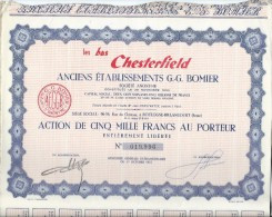 Action De 1000 Francs Au Porteur/Les Bas Chesterfield/Boulogne Billancourt//1957    ACT88bis - Tessili