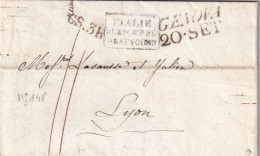 France Marque Postale - Marques D'Entrées - Italie Par Le Pont De Beauvoisin 1821 - Marques D'entrées