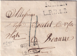 France Marque Postale - Marques D'Entrées - Pays Bas Par Givet 1828 - Marques D'entrées