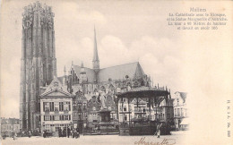 BELGIQUE - MALINES - La Cathédrale Avec Le Kiosque Et La Statue Marguerite D'Autriche - Carte Postale Ancienne - Mechelen