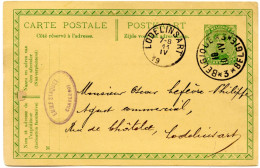 BELGIQUE - ENTIER 5C ALBERT 1ER DE CHARLEROI SIMPLE CERCLE 3 * BELGIQUE * 3 , 1919 - Storia Postale