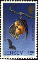 CHIMPANZEE & BAT- JERSEY-WILDLIFE PRESERVATION TRUST-SET OF 3-MNH-A5-30 - Chimpancés