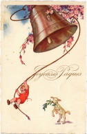 PC ARTIST SIGNED, CASTELLI, JOYEUSES PAQUES, Vintage Postcard (b46371) - Castelli