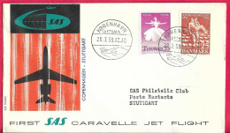 DANMARK - FIRST CARAVELLE FLIGHT - SAS - FROM KOBENHAVN TO STUTTGART*20.7.59* ON OFFICIAL COVER - Luchtpostzegels