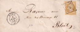 France N°13Aa - Jaune-citron - Lettre - TB - 1853-1860 Napoléon III