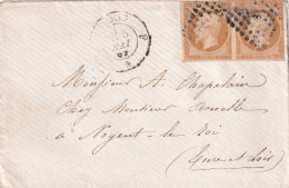 France N°13Ba - Bistre-brun Paire - Lettre - TB - 1853-1860 Napoléon III.