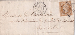 France N°13Bb - Brun Oblitéré étoile - Lettre - TB - 1853-1860 Napoléon III.