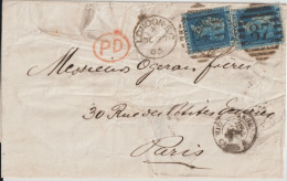 1865 - GB - YVERT N°26 X 4 ! PL 9 ! Sur LETTRE De LONDON => PARIS - ENTREE AMBULANT CALAIS - Covers & Documents