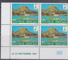 Polynésie N° 288 / 90  XX Paysages Polynés. : 4 F. En Bloc De 4 Coin Daté Du 25 Septembre 1987 ; Sans Charnière, TB - Nuevos