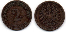 MA 21749 /   Allemagne - Deutschland - Germany 2 Pfennig 1877 A TB+ - 2 Pfennig