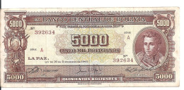 BOLIVIE 5000 BOLIVIANOS L.1945 VF+ P 145 - Bolivia