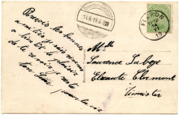 BELGIQUE - COB 137 SIMPLE CERCLE FLERON + SIMPLE CERCLE THIMISTER CLERMONT SUR CARTE POSTALE, 1919 - Storia Postale