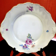 Grande Assiette Plateau à Tarte Décor Floral Porcelaine Tchèque Taart Lade Floral - Autres & Non Classés