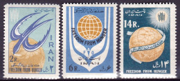 IRAN 1963: FREEDOM FROM HUNGER Michel-N° 1153-1155  ** MNH - Tegen De Honger