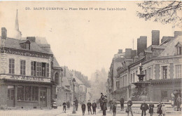 FRANCE - 02 - Saint-Quentin - Place Henri IV Et Rue Saint-Martin - Animée - Carte Postale Ancienne - Saint Quentin