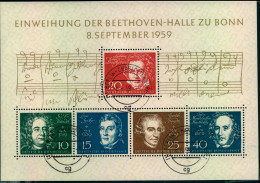 1959: Beethoven-Block Mit Ersttagsstempel BERLIN-CHARLOTTENBURG (Bl. 2) - Gebraucht