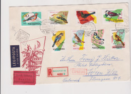 HUNGARY, 1961 BUDAPEST Birds Registered Airmail Priority FDC Cover To Austria - Storia Postale