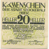 Billet, Autriche, Stockerau, 20 Heller, Texte 1920-08-15, SPL, Mehl:FS 1038 - Autriche